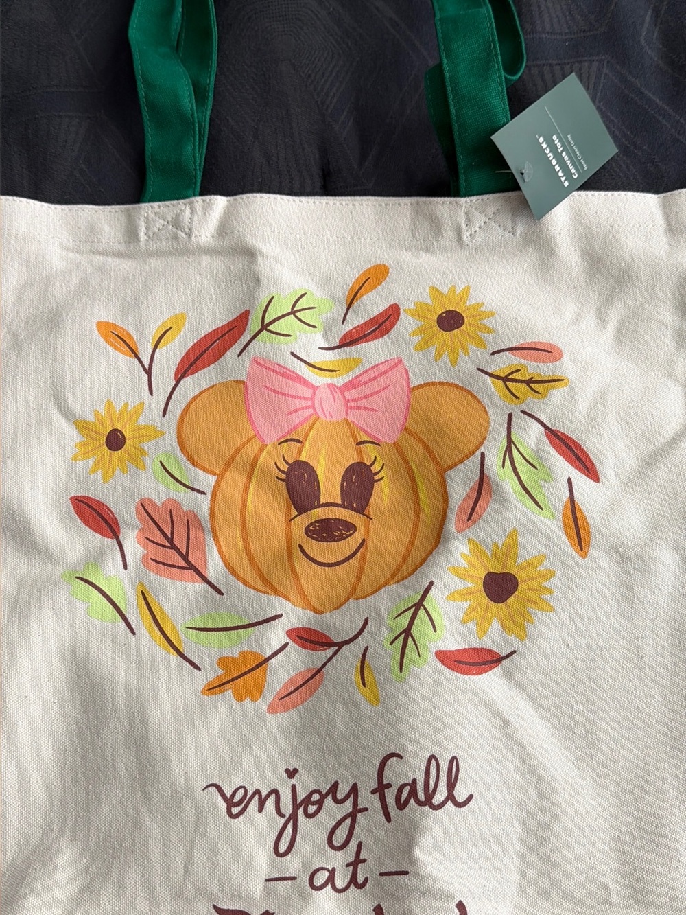 Starbucks fall Disneyland tote with Pumpkin  - Green Handles